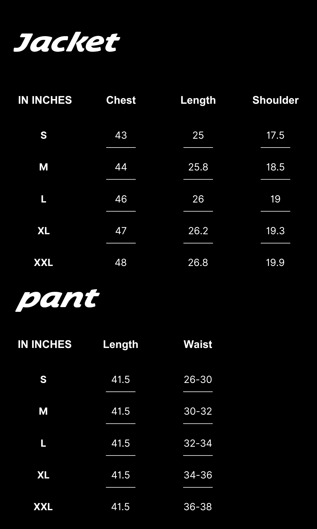 Size Chart